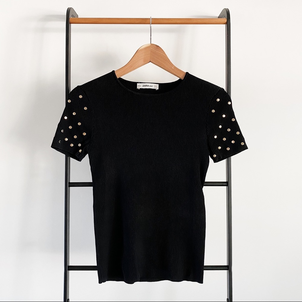 Zara rib knit studded sweater